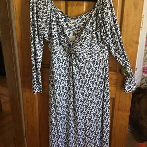 Boden Navy and White Midi Dress